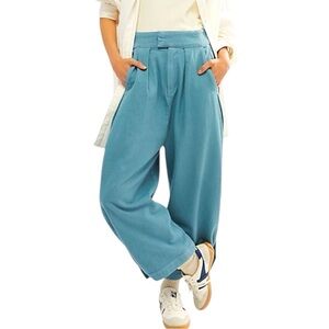 Free People Teal Wide-Leg Pants